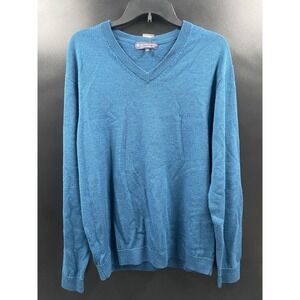 Hart Schaffner Marx Extra Fine Merino Wool Teal Crew Neck Sweater Mens Size L‎